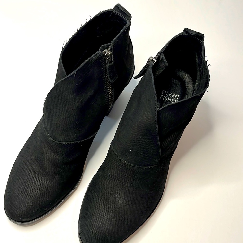 Eileen Fisher Murphy Intaglio Leather Ankle Boots Size 7,5”